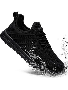 Stylish Non-Slip Work Sneakers for Women, Slip-On Comfort Shoes, Black, US 5-11